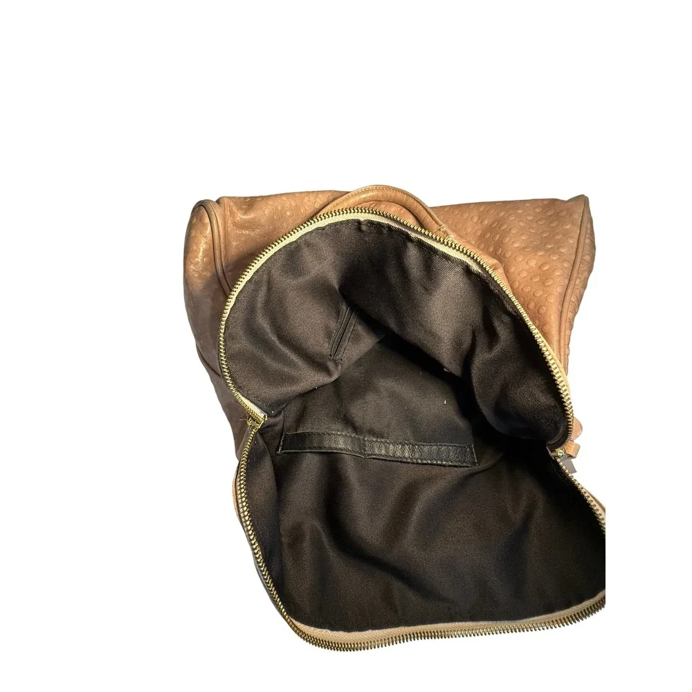 Laura Di Maggio Pebbled Leather Satchel‎ Purse Tan Gold Hardware Made in Italy